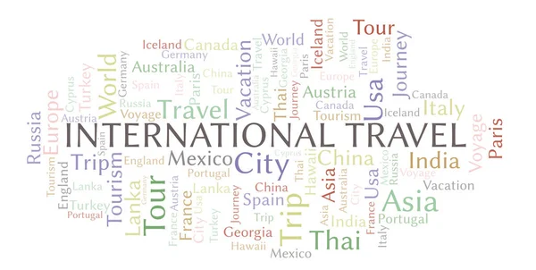 Σύννεφο Λέξεων International Travel Wordcloud Γίνεται Κείμενο Μόνο — Φωτογραφία Αρχείου