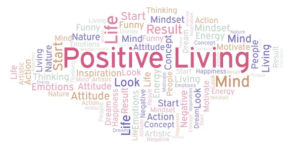 Positiva Living Word Cloud Gjorda Med Endast Text — Stockfoto