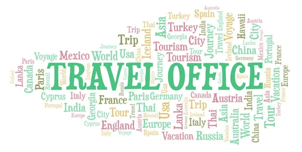 Travel Office Nuvem Palavras Wordcloud Feito Apenas Com Texto — Fotografia de Stock
