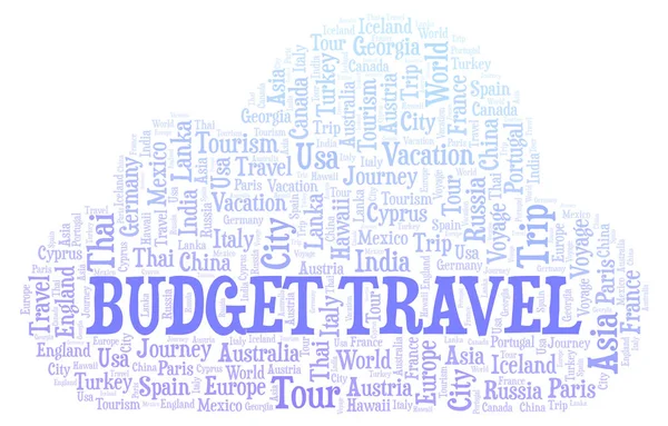 Budget Travel Word Cloud Wordcloud Gjorda Med Endast Text — Stockfoto