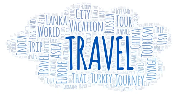 Nuvem Palavras Viagem Wordcloud Feito Apenas Com Texto — Fotografia de Stock