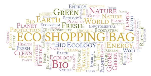 Eco Shoppingväska Word Cloud Wordcloud Gjorda Med Endast Text — Stockfoto