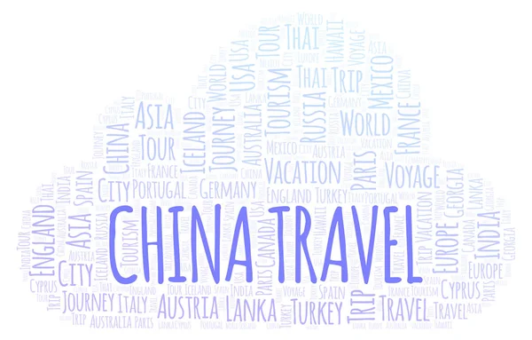 Κίνα Ταξίδια Σύννεφο Λέξεων Wordcloud Γίνεται Κείμενο Μόνο — Φωτογραφία Αρχείου