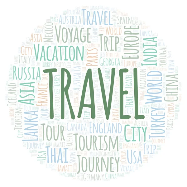 Travel Word Cloud Wordcloud Made Text Only — Stock Photo, Image