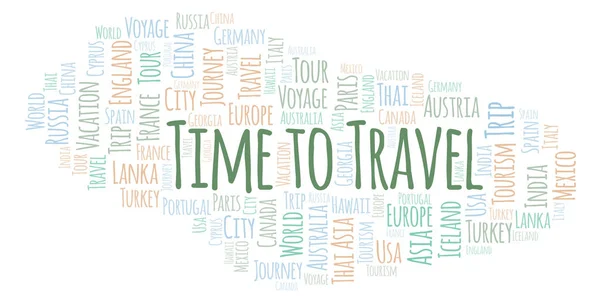 Hora Viajar Nube Palabras Wordcloud Hecho Solo Con Texto — Foto de Stock