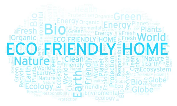 Eco Barátságos Otthon Szó Felhő Wordcloud Készült Csak Szöveg — Stock Fotó