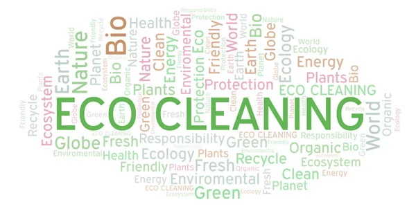 Környezetbarát Tisztítás Szó Felhő Wordcloud Készült Csak Szöveg — Stock Fotó