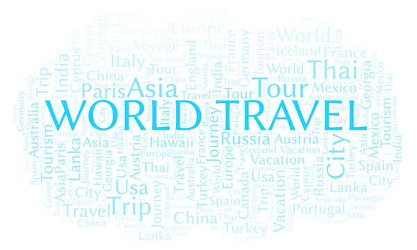 World Travel word cloud. Wordcloud made with text only.