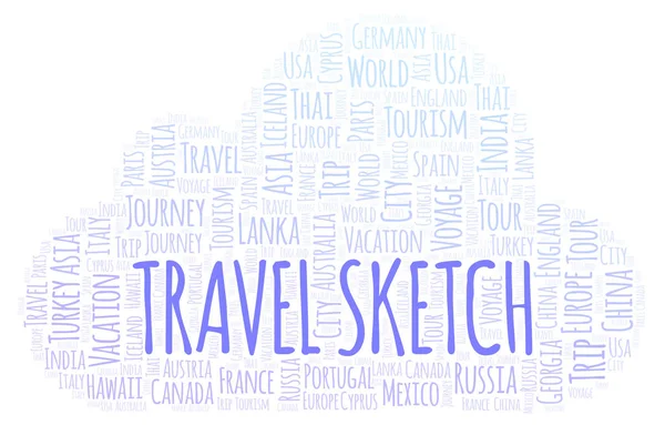 Nube Palabras Travel Sketch Wordcloud Hecho Solo Con Texto —  Fotos de Stock