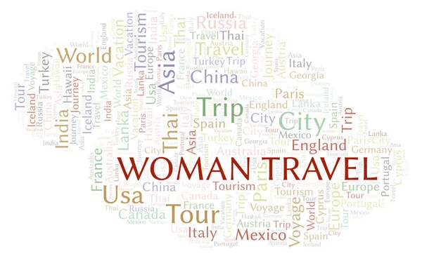 Woman Travel word cloud. Wordcloud made with text only.