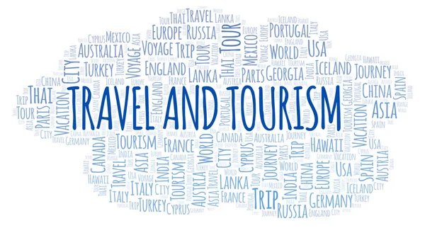 Viajes Turismo Palabra Nube Wordcloud Hecho Solo Con Texto — Foto de Stock