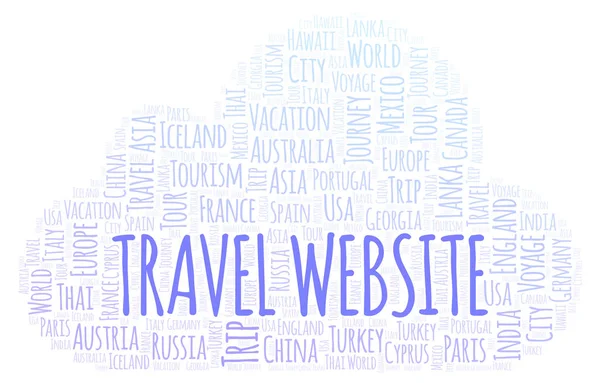 Travel Website Parola Nuvola Wordcloud Realizzato Solo Con Testo — Foto Stock