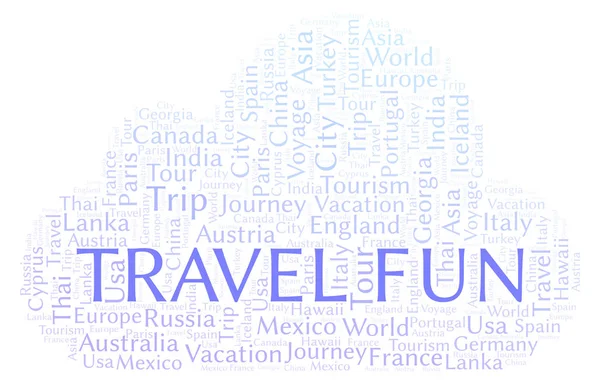 Travel Divertente Parola Nuvola Wordcloud Realizzato Solo Con Testo — Foto Stock