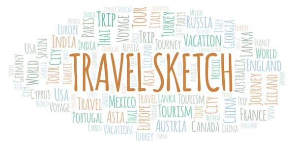 Nube Palabras Travel Sketch Wordcloud Hecho Solo Con Texto — Foto de Stock
