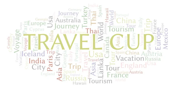 Travel Cup Mot Nuage Wordcloud Fait Avec Texte Seulement — Photo
