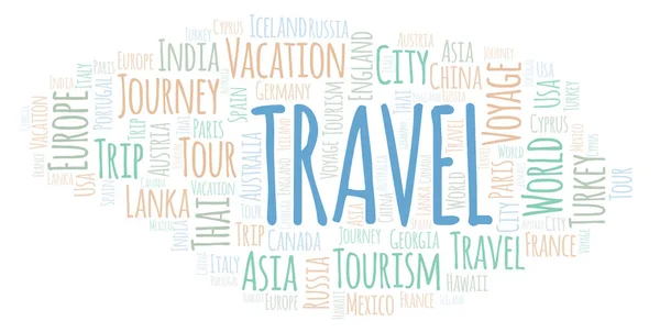 Nube Palabras Viaje Wordcloud Hecho Solo Con Texto — Foto de Stock