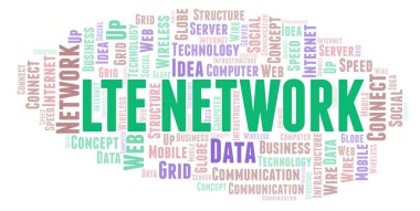 LTE ağı kelime bulutu. Yalnızca metin ile yapılan kelime bulutu.  