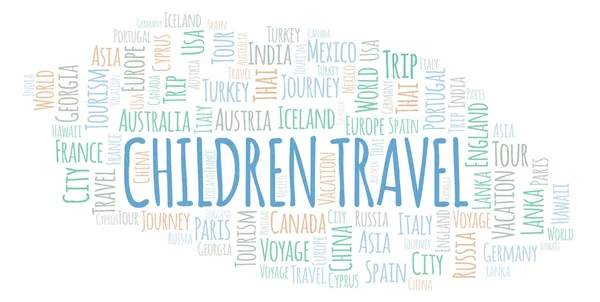 Enfants Voyage Mot Nuage Wordcloud Fait Avec Texte Seulement — Photo