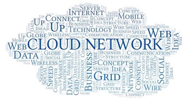 Cloud Network Parola Cloud Nuvola Parole Fatta Solo Con Testo — Foto Stock