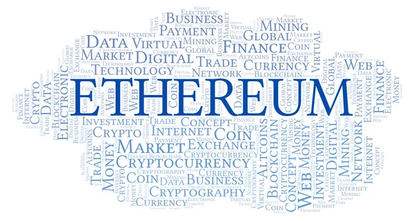 Ethereum Cryptocurrency Coin Word Cloud Word Cloud Made Text Only — Stock Photo, Image
