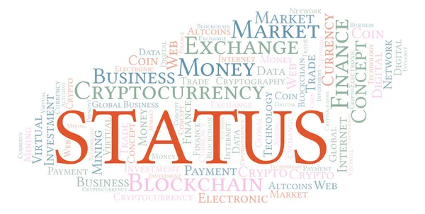 Status Cryptocurrency Munt Word Cloud Word Cloud Gemaakt Met Alleen — Stockfoto