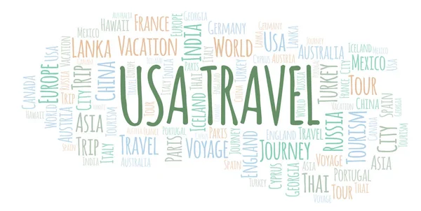 Облако Слов Usa Travel Wordcloud Made Text Only — стоковое фото