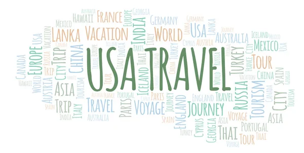 Usa Travel Szó Felhő Wordcloud Készült Csak Szöveg — Stock Fotó