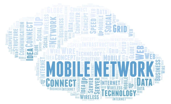 Mobile Network Word Cloud Word Cloud Med Endast Text — Stockfoto