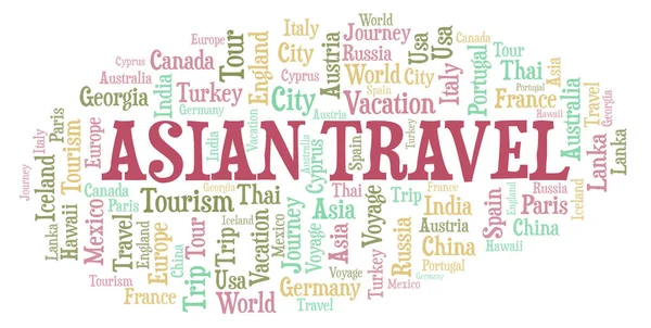 Asian Travel Nuvem Palavras Wordcloud Feito Apenas Com Texto — Fotografia de Stock