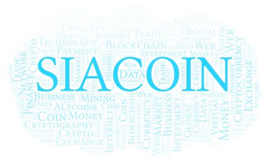 Siacoin cryptocurrency para kelime bulutu. Yalnızca metin ile yapılan kelime bulutu.