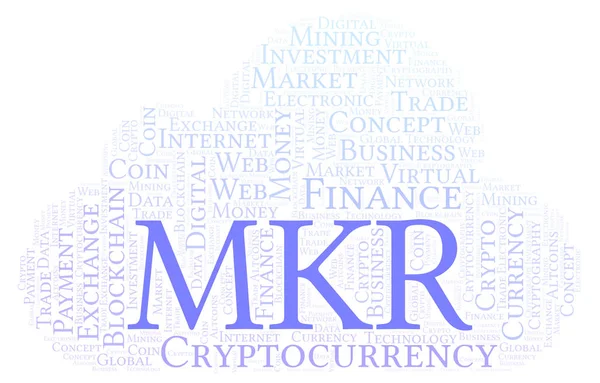Mkr Maker Cryptocurrency Munt Word Cloud Word Cloud Gemaakt Met — Stockfoto