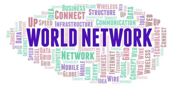 World Network Parola Nube Nuvola Parole Fatta Solo Con Testo — Foto Stock