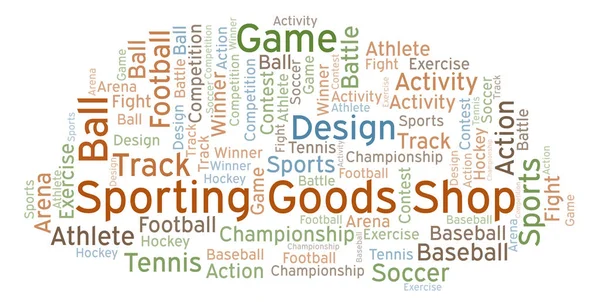 Sportieve Goederen Winkel Word Cloud Gemaakt Met Alleen Tekst — Stockfoto