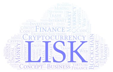 Lisk cryptocurrency sikke kelime bulutu. Yalnızca metin ile yapılan kelime bulutu.
