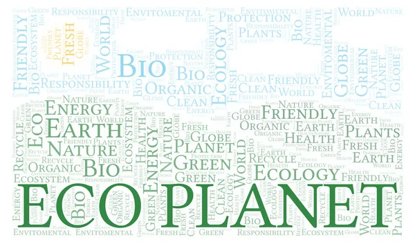 Eco Planet Kelime Bulutu Yalnızca Metin Ile Yapılan Wordcloud — Stok fotoğraf