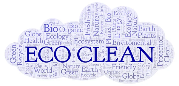 Eco Clean Slovo Mrak Wordcloud Pouze Text — Stock fotografie