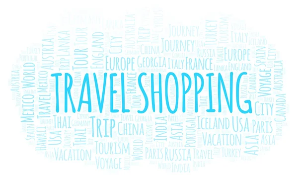 Reizen Shopping Word Cloud Wordcloud Gemaakt Met Alleen Tekst — Stockfoto