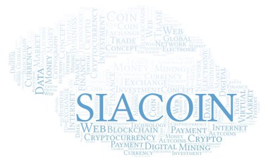 Siacoin cryptocurrency para kelime bulutu. Yalnızca metin ile yapılan kelime bulutu.