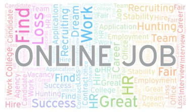 Online iş kelime bulutu. Yalnızca metin ile yapılan Wordcloud.