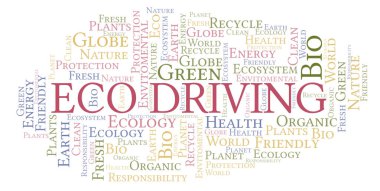Kelime bulutu Eco sürüş. Yalnızca metin ile yapılan Wordcloud.