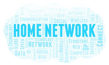 Ev ağ kelime bulutu. Yalnızca metin ile yapılan kelime bulutu.  