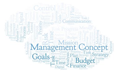 Yönetim kavramı kelime bulutu, yalnızca metin ile yapılan