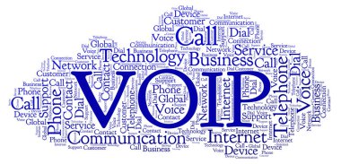 VoIP kelime bulutu. Yalnızca metin ile yapılan Wordcloud.
