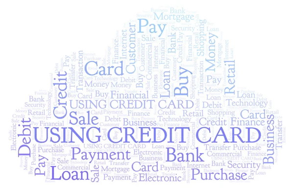 Utilizzando Carta Credito Parola Cloud Wordcloud Realizzato Solo Con Testo — Foto Stock