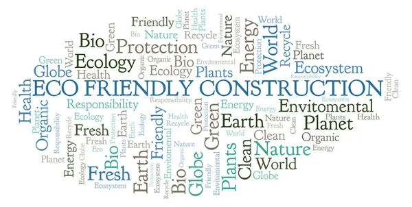 Слово Экологически Дружелюбная Конструкция Wordcloud Made Text Only — стоковое фото