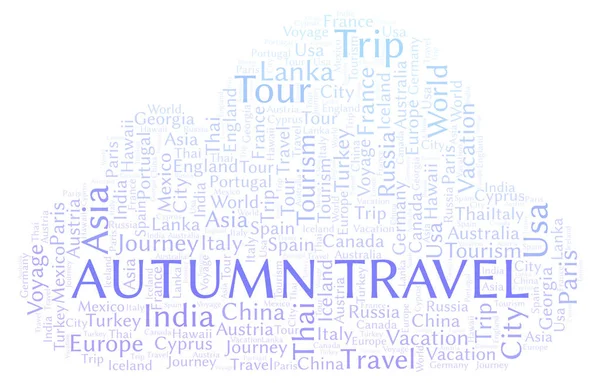Autumn Travel Nuvem Palavras Wordcloud Feito Apenas Com Texto — Fotografia de Stock