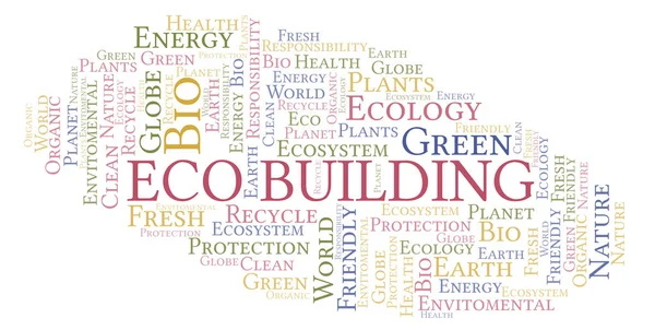 Nuvem Palavras Eco Building Wordcloud Feito Apenas Com Texto — Fotografia de Stock