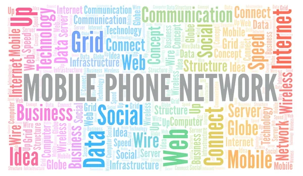 Mobile Phone Network word cloud. Word cloud made with text only.