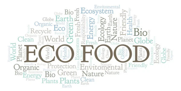 Eco Food Uma Nuvem Palavras Forma Coração Wordcloud Feito Apenas — Fotografia de Stock