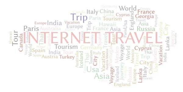 Internet Travel Nuvem Palavras Wordcloud Feito Apenas Com Texto — Fotografia de Stock